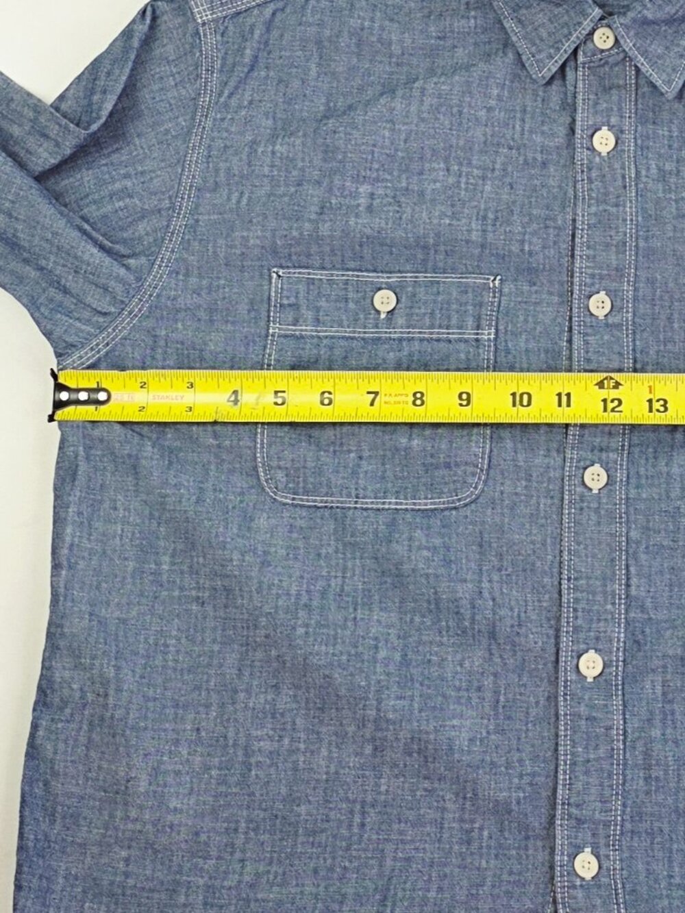 Uniqlo Size Large Mens Blue Denim Long Sleeve Two Pocket Cotton Shirt - Picture 3 of 9